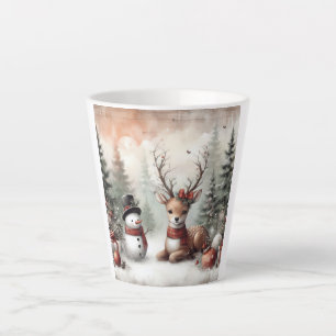 Classic woodland Christmas deer/snowman Latte Mug