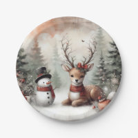 Classic woodland Christmas deer/snowman