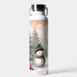 Classic woodland Christmas deer/snowman Water Bottle<br><div class="desc">vintage styled</div>