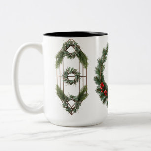 Classic Woodland Wreath Two-Tone Mug – Rustic