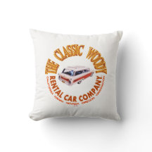 Classic Woody Rental Car Company Logo Coussin