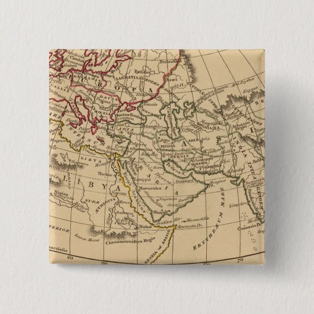 Classic World Map 2 Inch Square Button (Front)