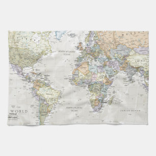 Classic World Map Kitchen Towel