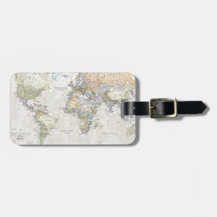 Classic World Map Luggage Tag