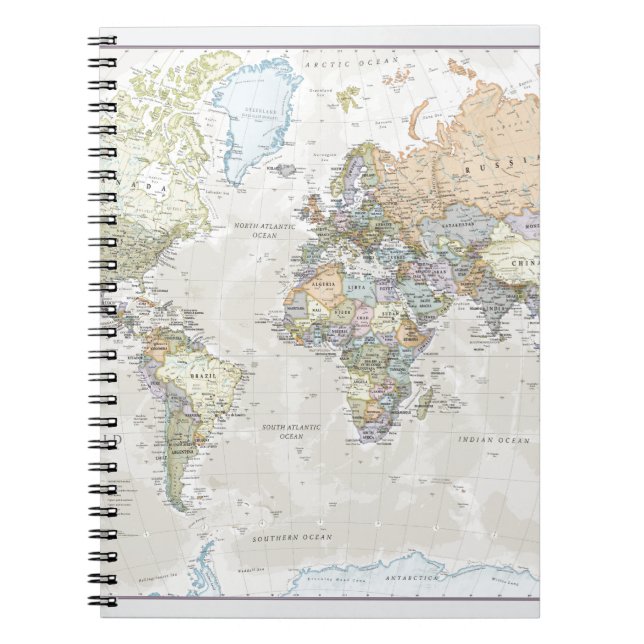 Classic World Map Notebook (Front)