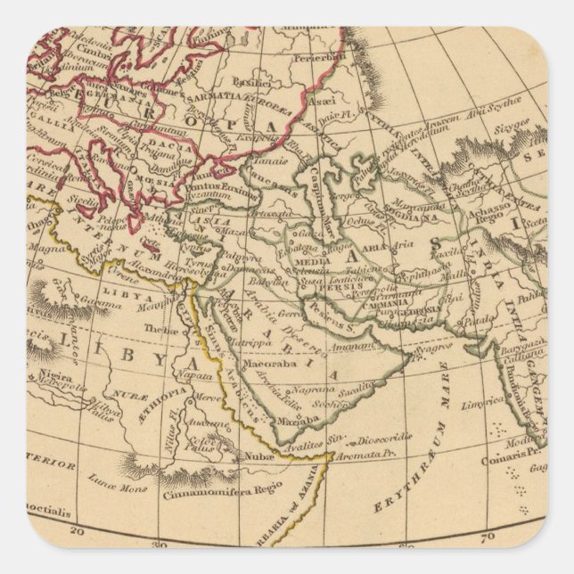 Classic World Map Square Sticker (Front)