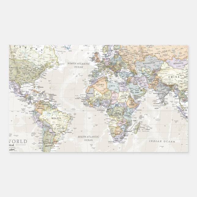 Classic World Map Sticker (Front)
