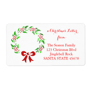 Classic wreath Christmas address label