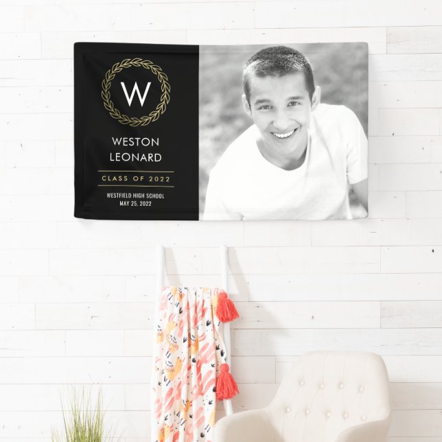 Classic Wreath EDITABLE COLOR Graduation Banner (Insitu)