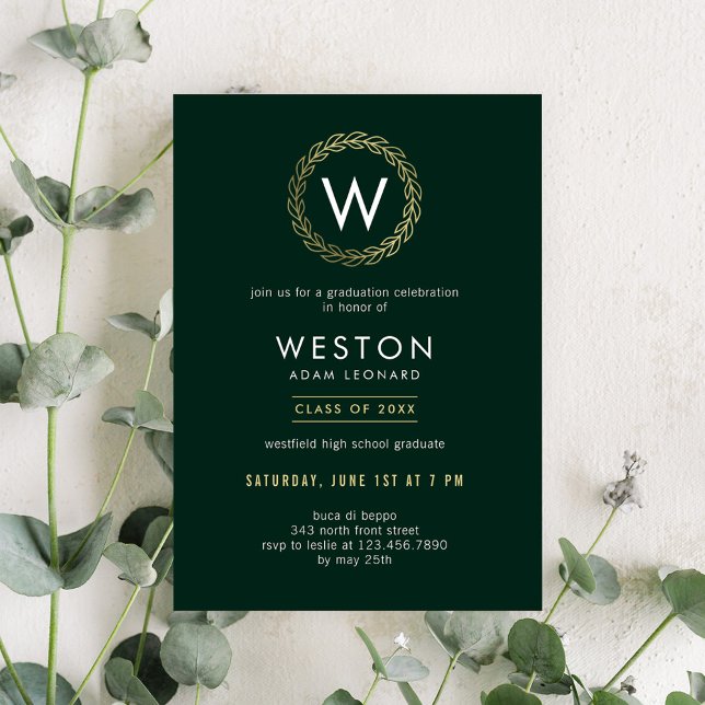 Classic Wreath EDITABLE COLOR Graduation Invite (Creator Uploaded)