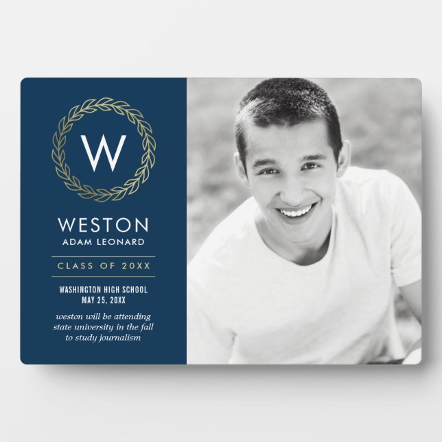 Classic Wreath EDITABLE COLOR Graduation Plaque (Front)