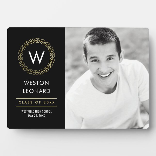 Classic Wreath EDITABLE COLOR Graduation Plaque (Front)