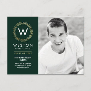 Classic Wreath EDITABLE COLOR Graduation Postcard