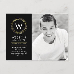 Classic Wreath EDITABLE COLOR Graduation Postcard
