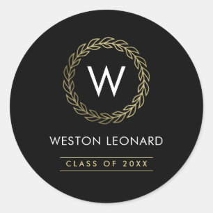 Classic Wreath Graduation Sticker or Envelope Seal
