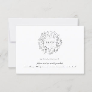 Classic Wreath website QR CODE BACK wedding RSVP Card