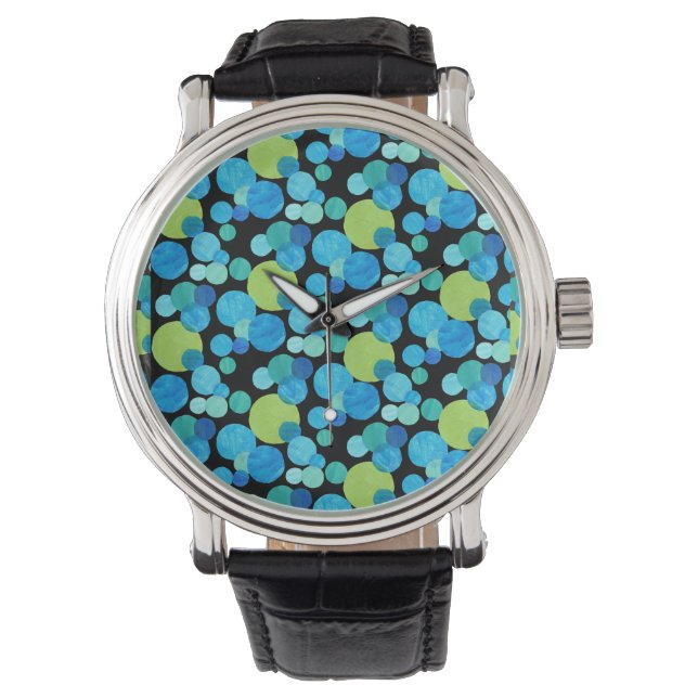 Classic Wristwatch: Blue Moons Pattern Watch (Front)