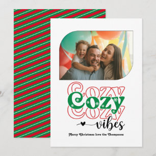 Classic Xmas Cozy Vibes Only Christmas Photo Holiday Card
