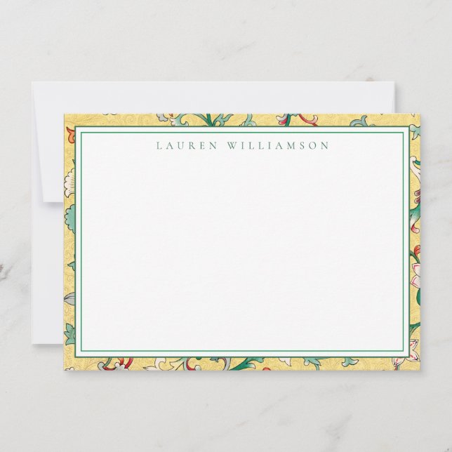 Classic Yellow and Green Chinoiserie Note Card (Front)