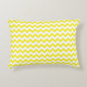 Classic Yellow and White Chevron Pattern Accent Pillow