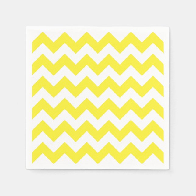 Classic Yellow and White Chevron Pattern Napkin (Front)