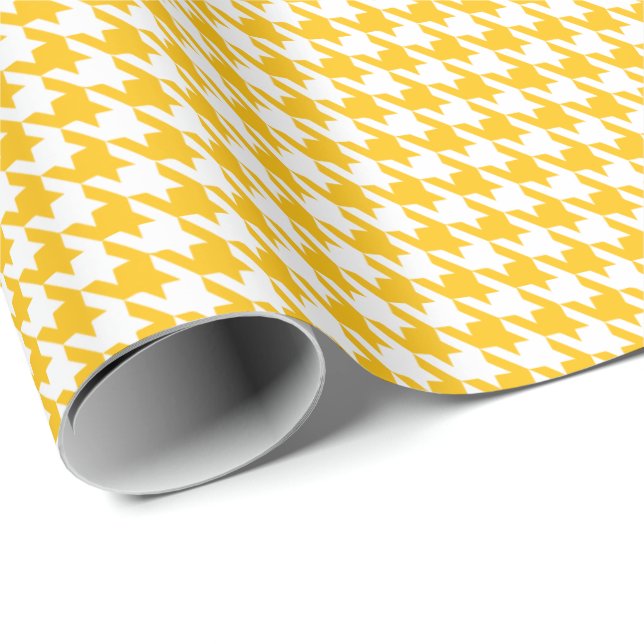 Classic Yellow and White Houndstooth Pattern  Wrapping Paper (Roll Corner)