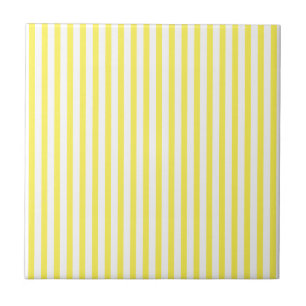 Classic Yellow and White Stripes Tile