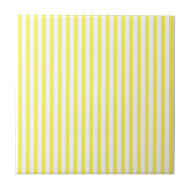 Classic Yellow and White Stripes  Tile (Front)