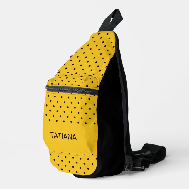 Classic Yellow & Black Polka Dot Pattern Sling Bag (Right Corner)