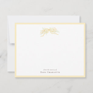 Classic Yellow Bow Nursery Note Card – Personalize