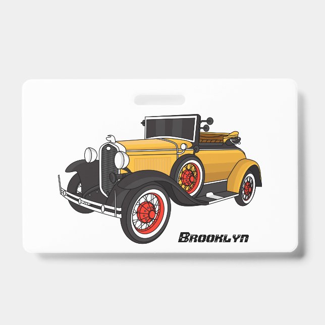 Classic yellow car 1931 badge (Front)