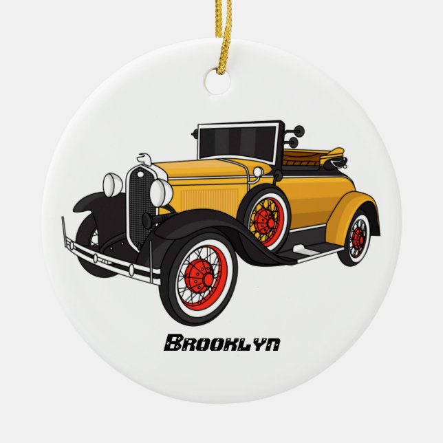 Classic yellow car 1931 ceramic ornament (Front)