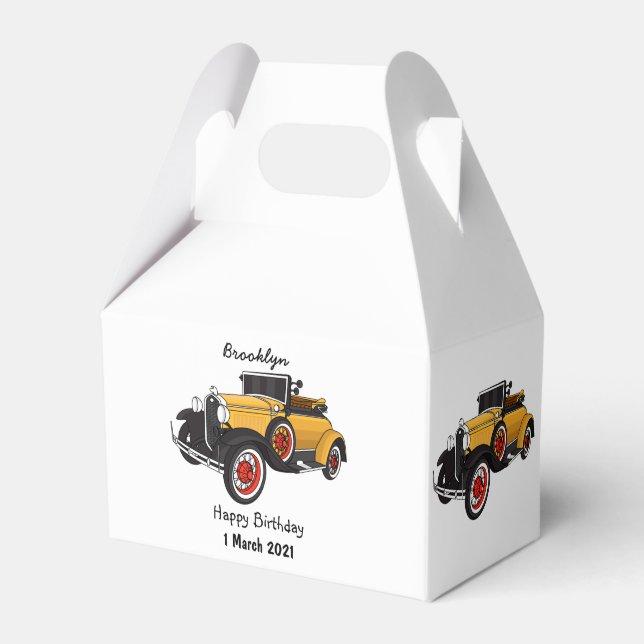 Classic yellow car 1931 favor box (Front Side)