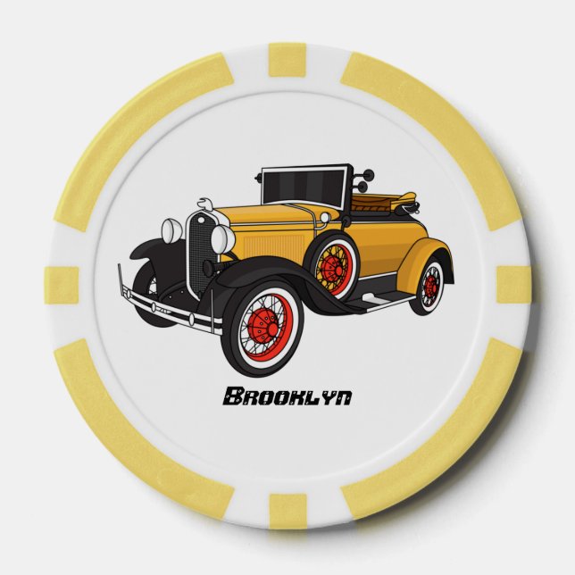 Classic yellow car 1931 poker chips (Front)
