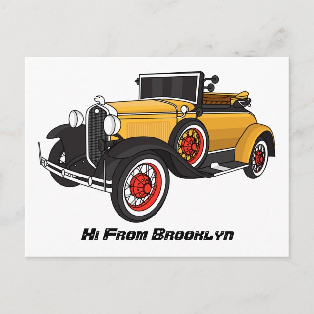 Classic yellow car 1931 postcard (Front)