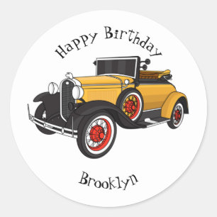 Classic yellow car 1931 round sticker