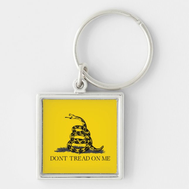 Classic Yellow Gadsden Flag Don't Tread on Me Keychain (Front)