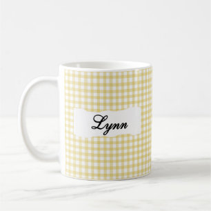 Classic Yellow Gingham Personalized Name  Coffee Mug