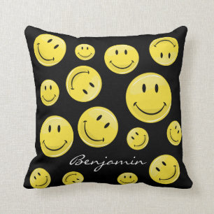 Classic Yellow Happy Face Throw Pillow