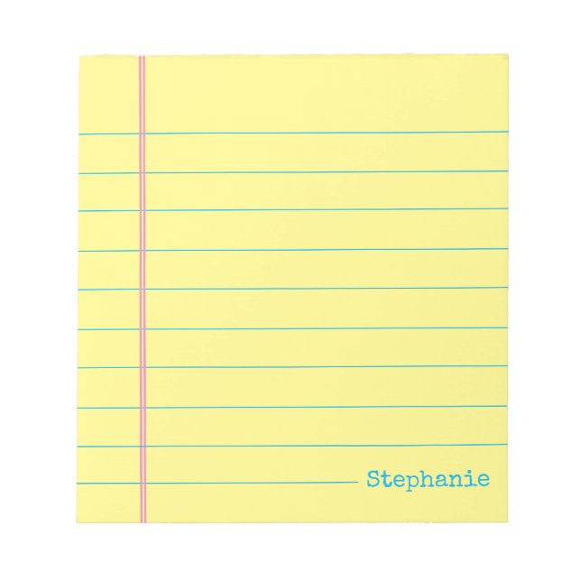 Classic Yellow Legal 5.5 x  6 With Name  Notepad (Front)