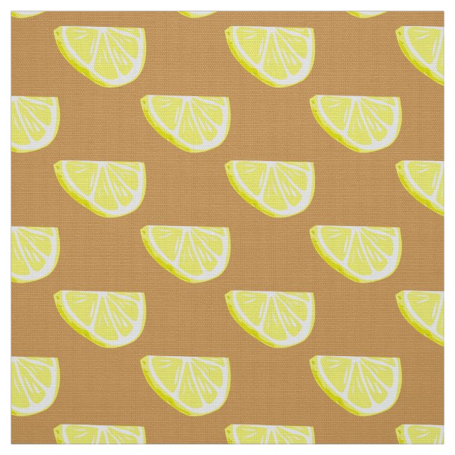 Classic Yellow Lemon Fruit Slice Pattern Fabric (Swatch)