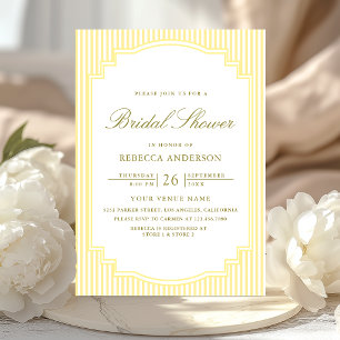 Classic Yellow Striped Photo Bridal Shower Invitation
