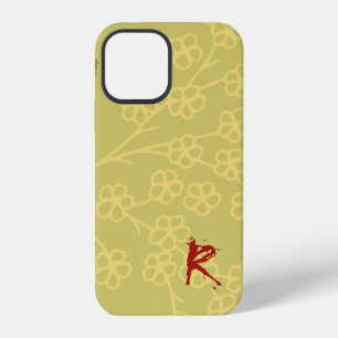 Classic Yellow Topaz Floral Golden Red Text iPhone 12 Case