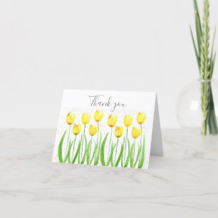 Classic Yellow Tulips Floral Wedding Thank you  Card