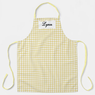 Classic Yellow & White Gingham Personalized Name Apron