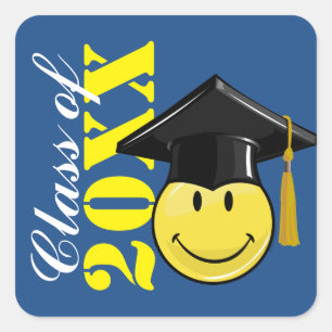 Classic Yellow With A Graduation Cap Square Sticker