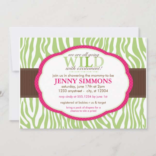 Classic Zebra Print Baby Shower Invitations (Front)
