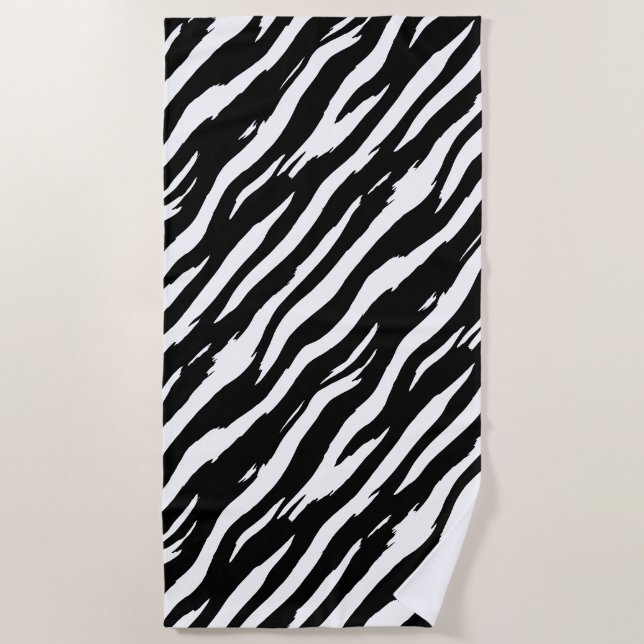 Classic Zebra Print Stripe Fashion Pattern Beach Towel (Front)