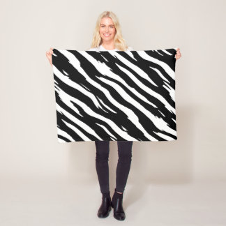 Classic Zebra Print Stripe Fashion Pattern Fleece Blanket