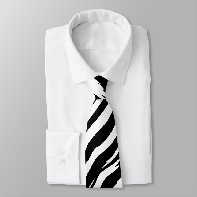Classic Zebra Print Stripe Fashion Pattern Tie (Tied)